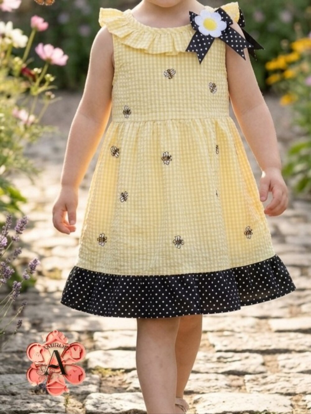 BOGO Counting Daisies Yellow Gingham Bee Tutu Dress